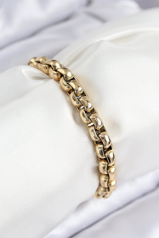 316L Çelik Halat Zincir Model Gold Renk Kadın Bileklik - BB7830