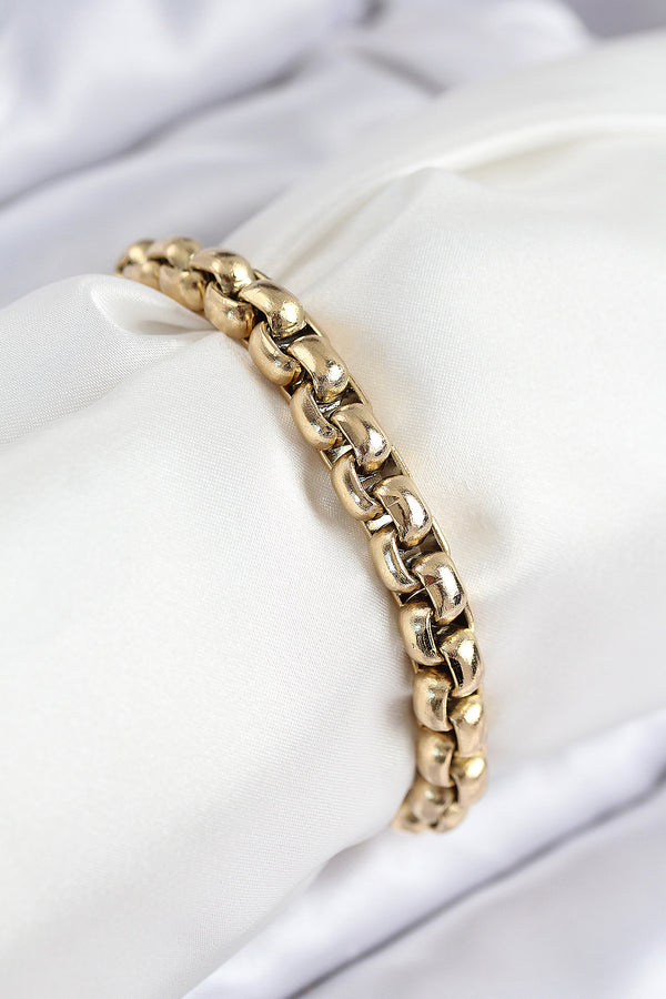 BB7830 - 316L Çelik Halat Zincir Model Gold Renk Kadın Bileklik