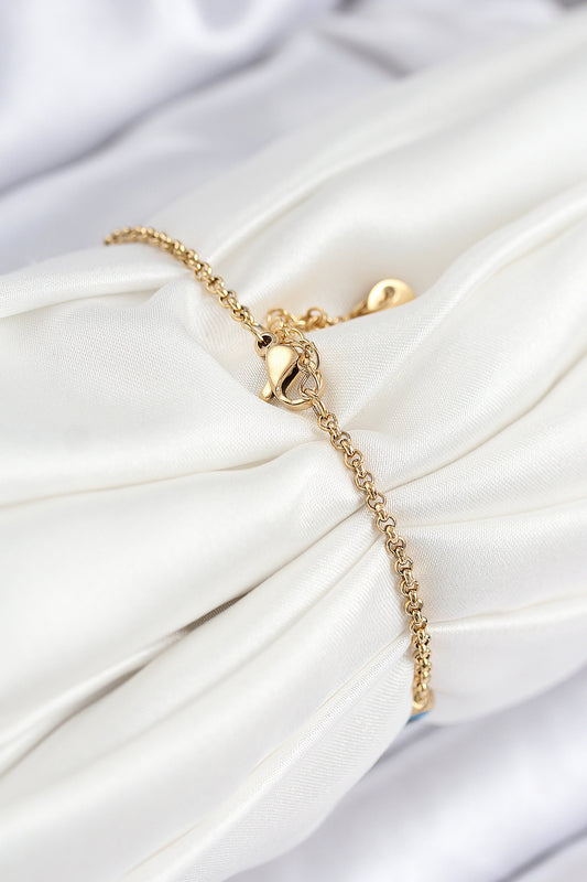 BB7840 - 316L Çelik Nazar Boncuğu Model Gold Renk Kadın Bileklik