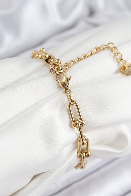 316L Çelik Tifany Zincir Model Gold Renk Kadın Bileklik - BB7834