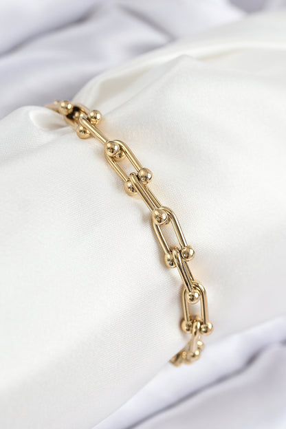 316L Çelik Tifany Zincir Model Gold Renk Kadın Bileklik - BB7834