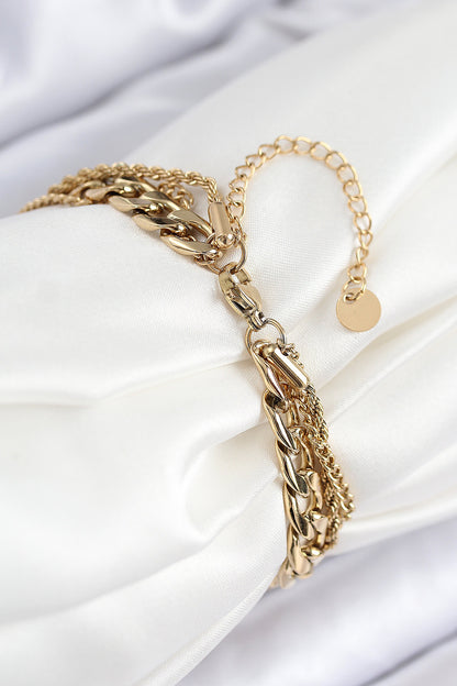 316L Çelik Çoklu Görünüm Geçmeli Halka Model Gold Renk Kadın Bileklik - BB7836