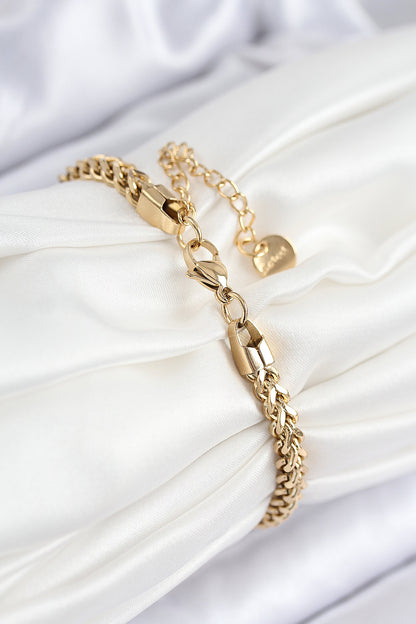 316L Çelik Örgü Zincir Model Gold Renk Kadın Bileklik - BB7839