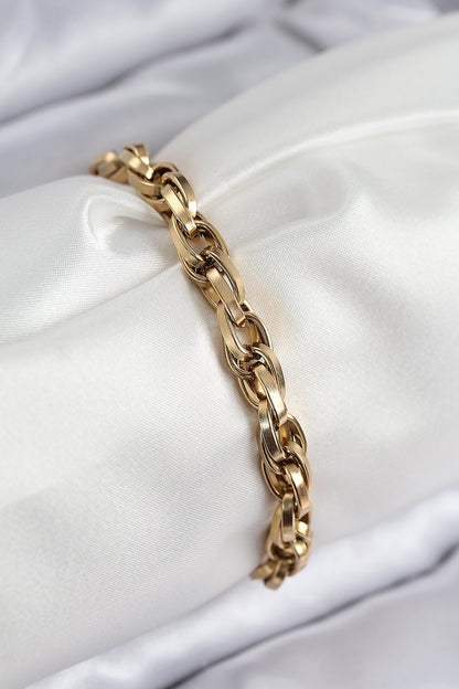 316L Çelik Örgü Model Gold Renk Kadın Bileklik - BB7833