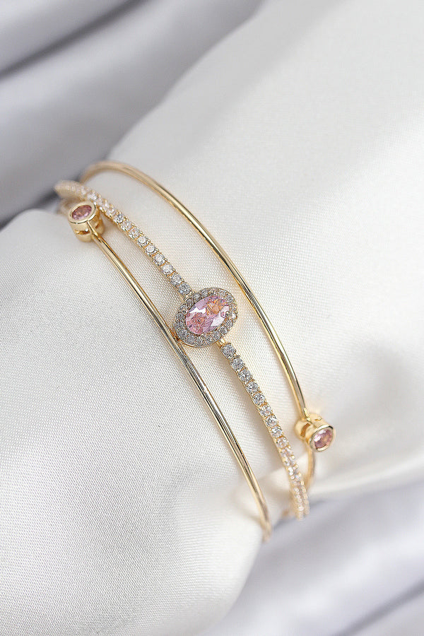 BB7863 - Pirinç Zirkon Taşlı Baget Model Gold Renk Kadın Bileklik