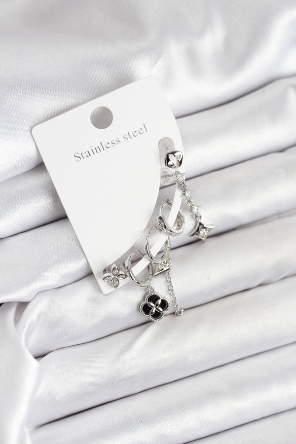 BKP11218 - Pirinç Gümüş Renk Kadın Set Küpe