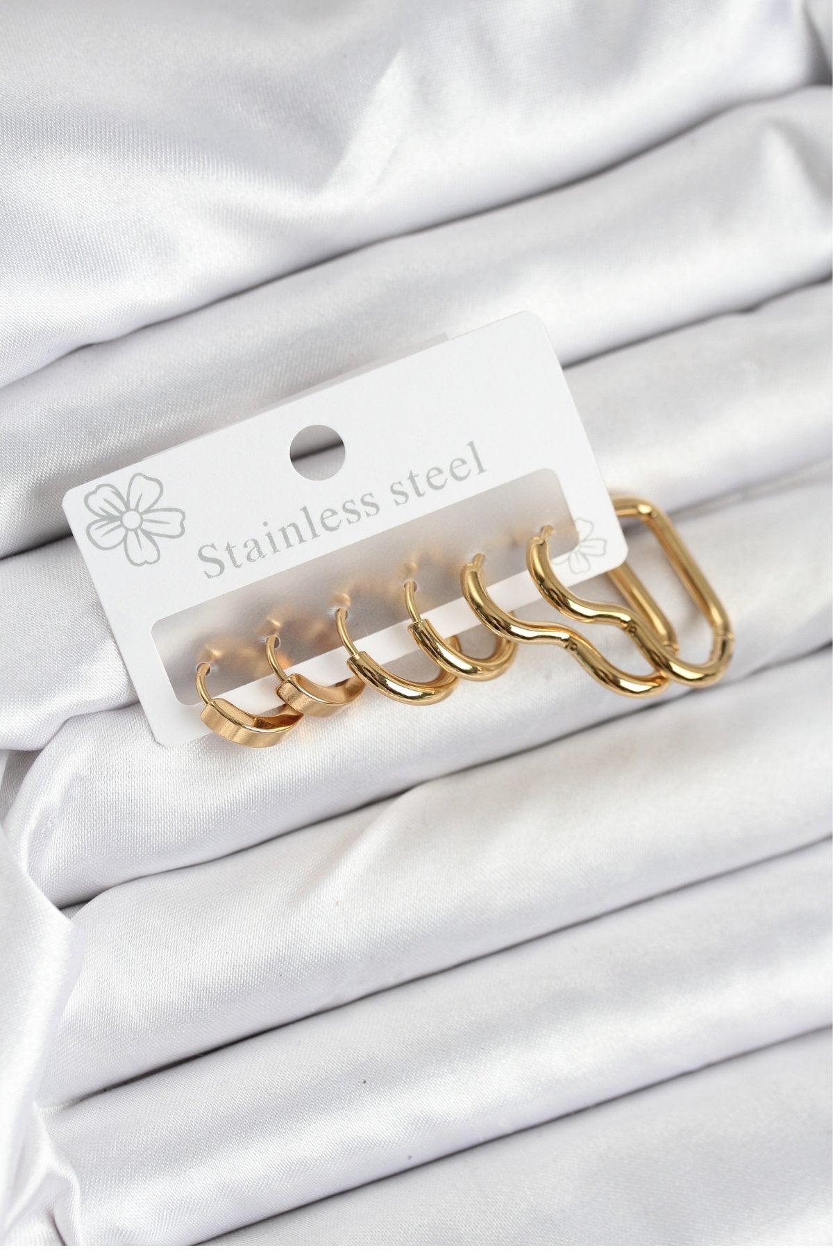 316L Çelik Gold Renk Kadın Küpe Seti - BKP11221