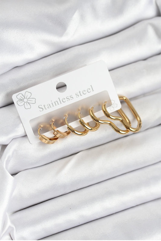 BKP11221 - 316L Çelik Gold Renk Kadın Küpe Seti