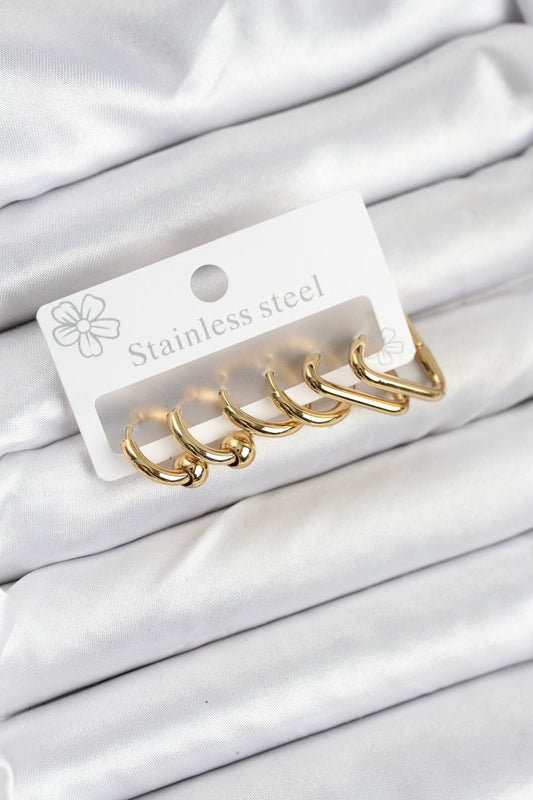BKP11222 - 316L Çelik Gold Renk Kadın Küpe Seti