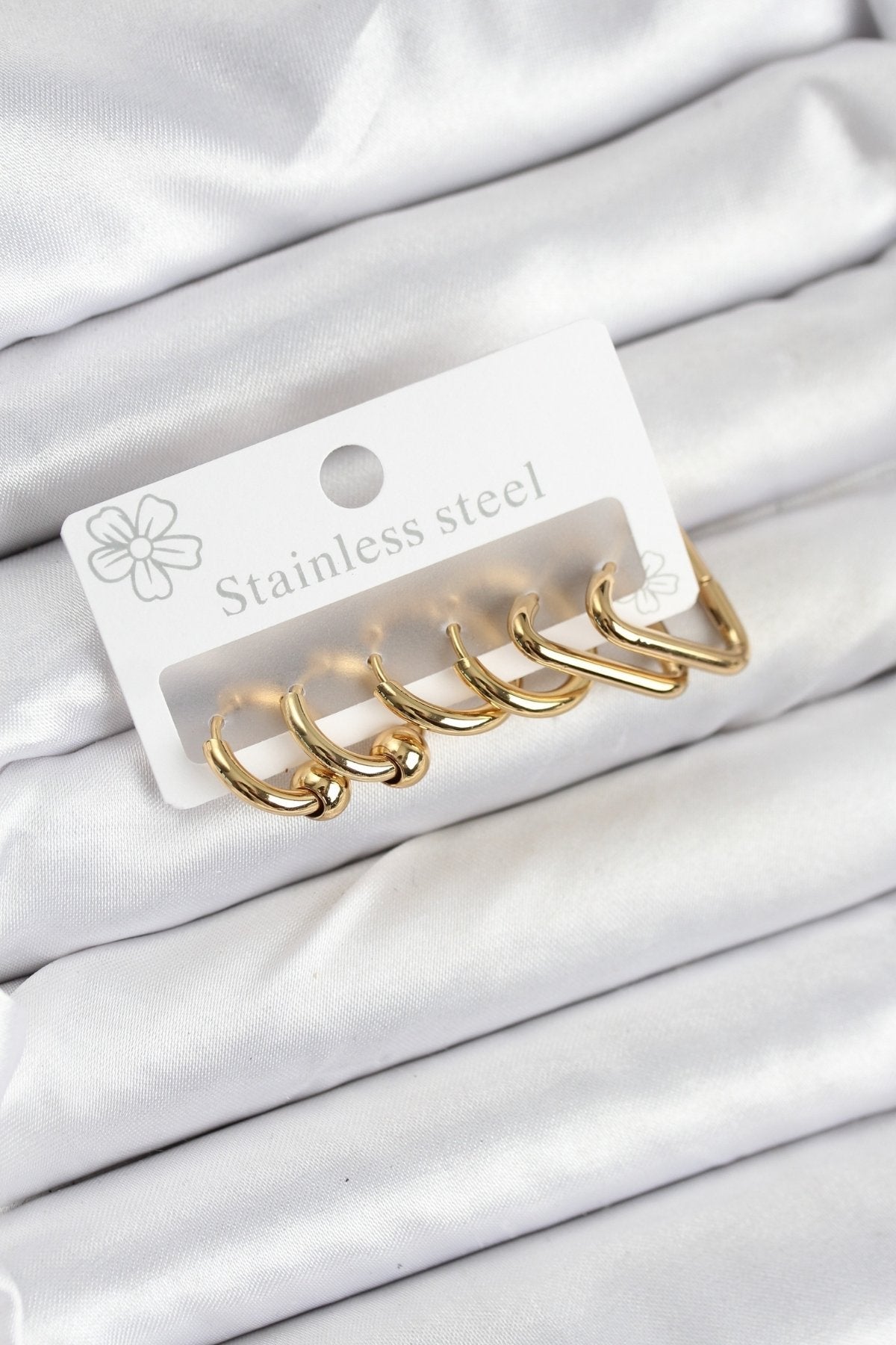 316L Çelik Gold Renk Kadın Küpe Seti - BKP11222
