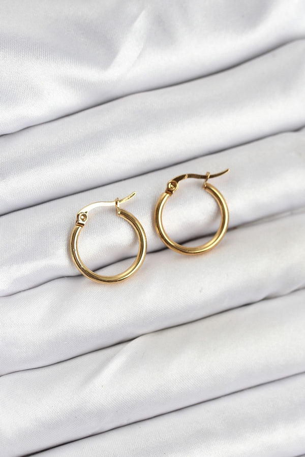 BKP11225 - 316L Çelik Gold Renk 15 mm Halka Kadın Küpe