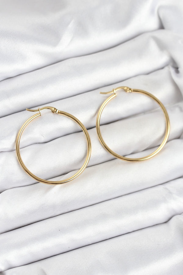 BKP11226 - 316L Çelik Gold Renk 35 mm Halka Kadın Küpe