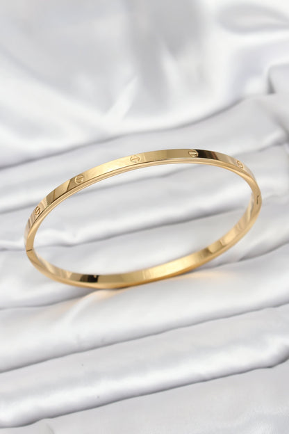 316L Çelik Gold Renk 65 mm İnce Kadın Kelepçe Bileklik - BB7915