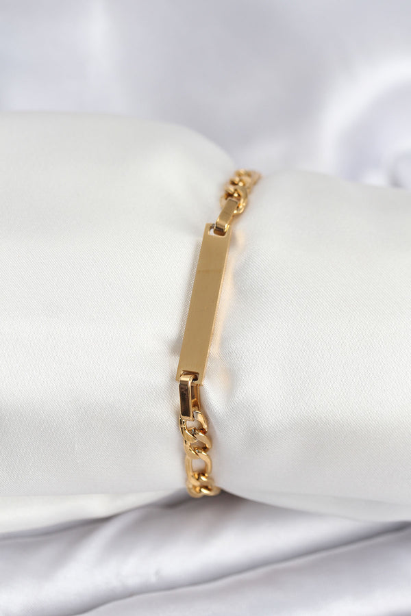 BB7916 - 316L Çelik Gold Renk Yazı Yazmaya Uygun Kadın Bileklik