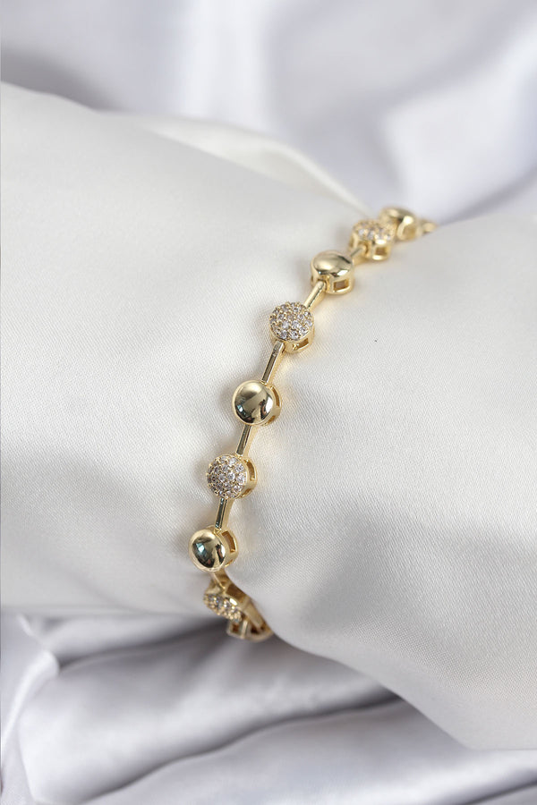 BB7923 - Pirinç VIP Seri Gold Renk Topçuk Model Kadın Bileklik