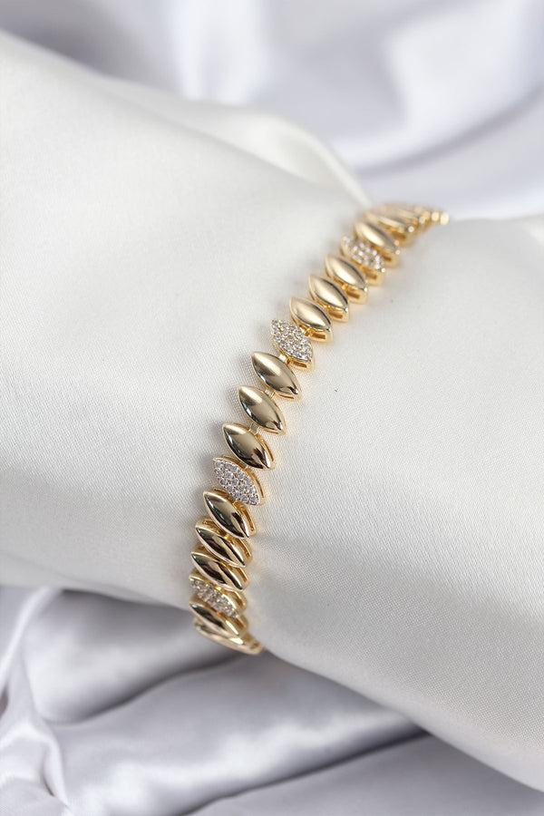 BB7924 - Pirinç VIP Seri Gold Renk Arpa Model Kadın Bileklik