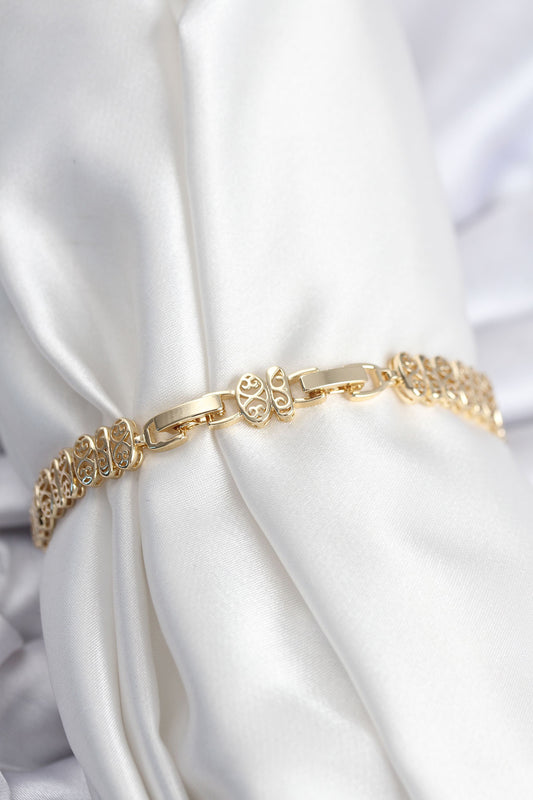 Pirinç VIP Seri Gold Renk Oval Sıralı Kadın Bileklik