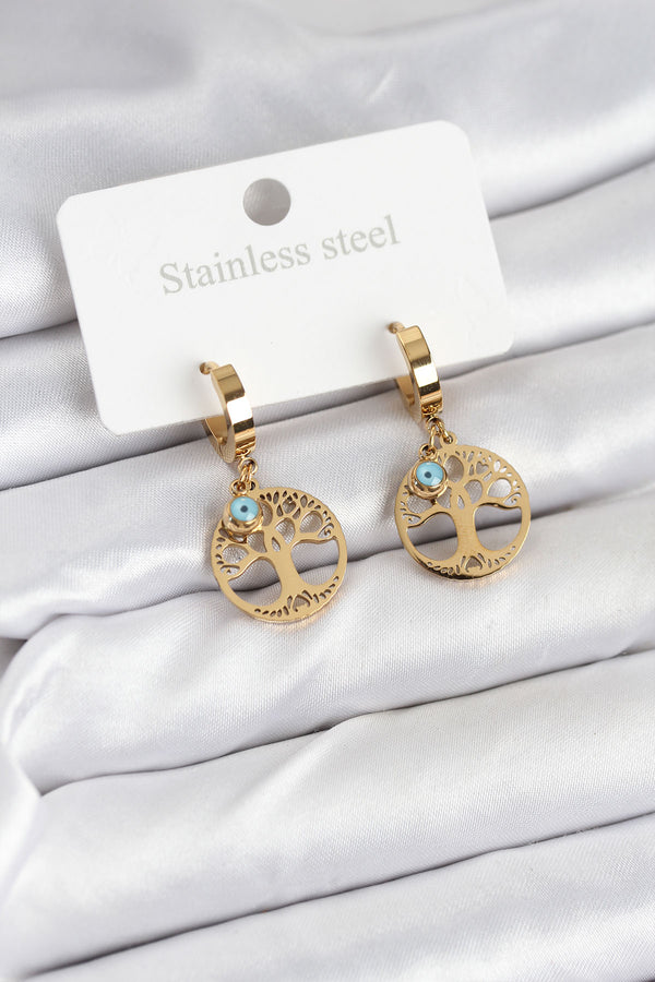 BKP11229 - 316L Çelik Yaşam Ağacı Model Kadın Küpe