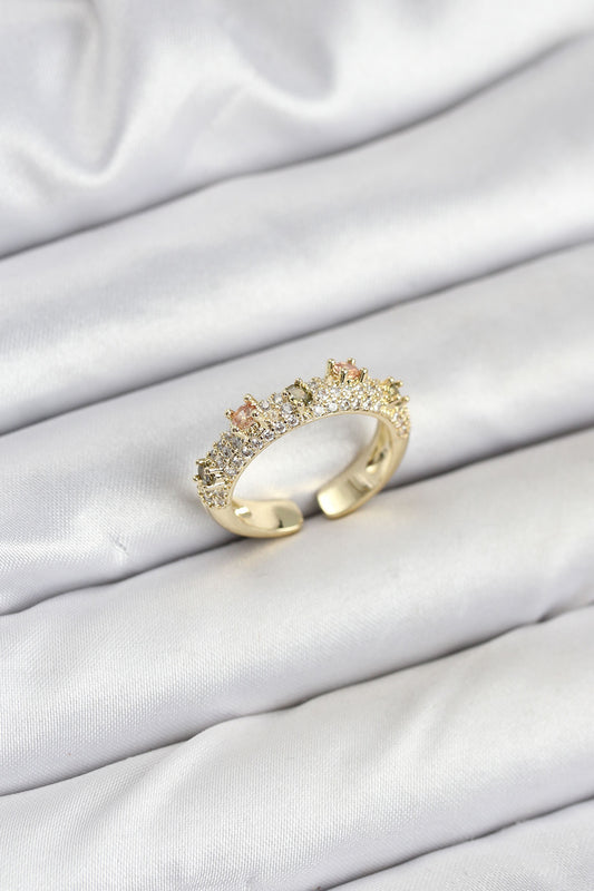 BYK3832 - Pirinç Gold Renk Zirkon Taşlı Vintage Kadın Yüzük