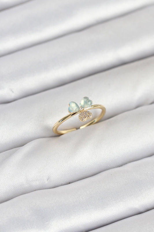 BYK3858 - Pirinç Gold Renk Yonca Model Kadın Yüzük