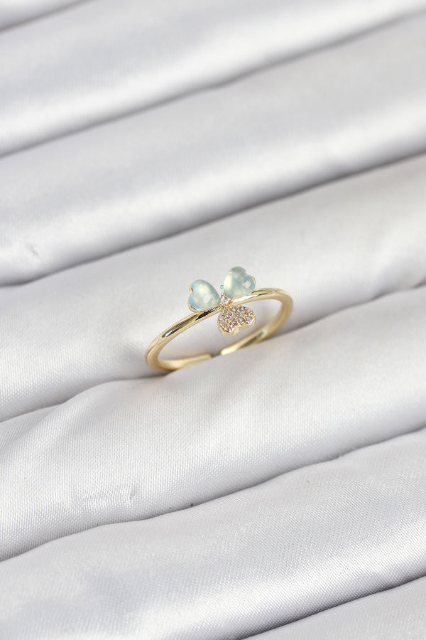 BYK3858 - Pirinç Gold Renk Yonca Model Kadın Yüzük