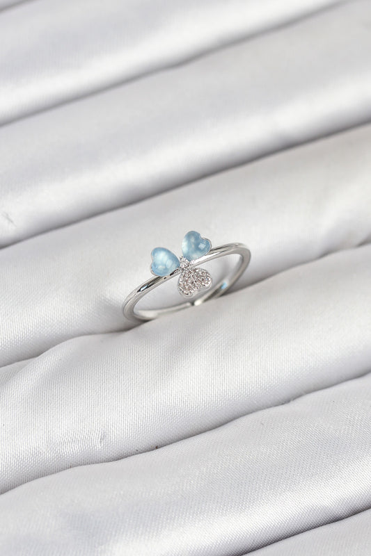 BYK3859 - Pirinç Gümüş Renk Yonca Model Kadın Yüzük