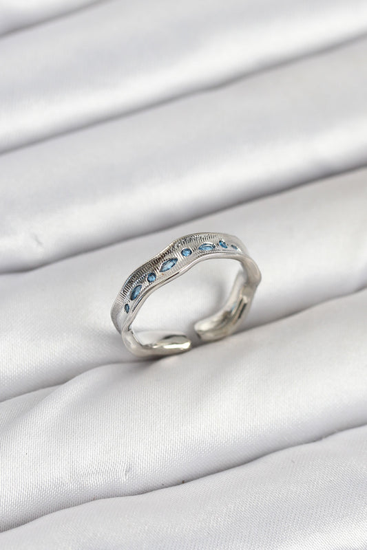 BYK3863 - Pirinç Gümüş Renk Zirkon Taşlı Vintage Kadın Yüzük