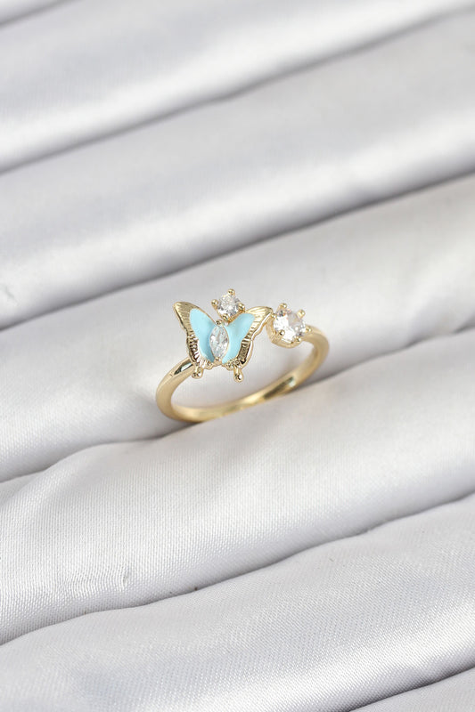 BYK3864 - Pirinç Gold Renk Kelebek Model Kadın Yüzük