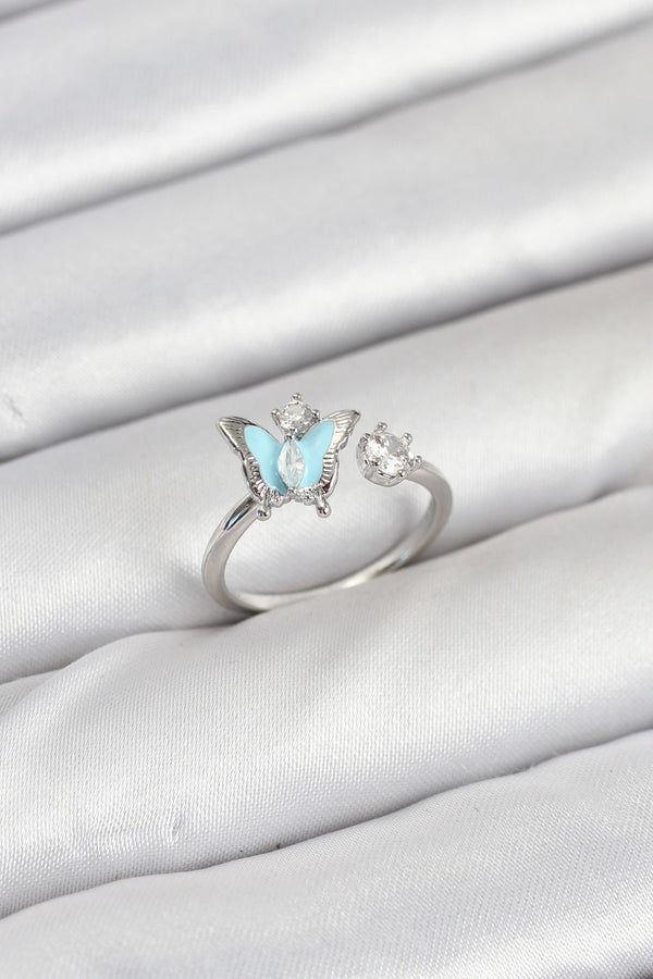 BYK3865 - Pirinç Gümüş Renk Kelebek Model Kadın Yüzük