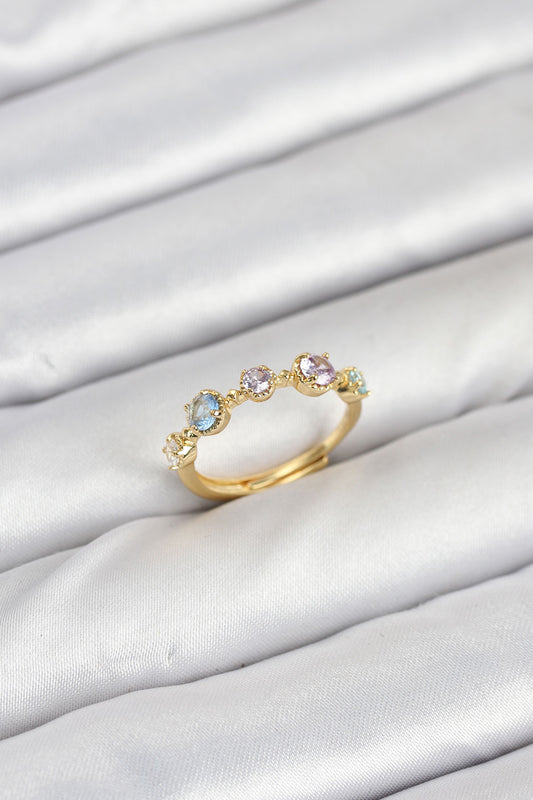 BYK3866 - Pirinç Gold Renk Renkli Zirkon Taşlı Kadın Yüzük