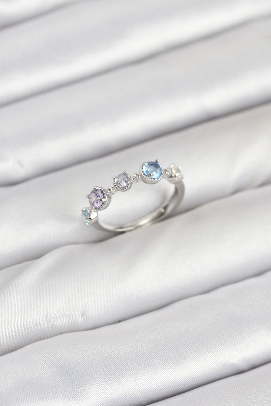 BYK3867 - Pirinç Gümüş Renk Renkli Zirkon Taşlı Kadın Yüzük