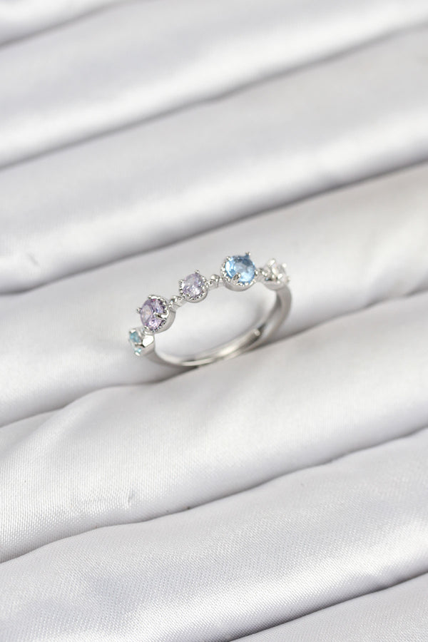 BYK3867 - Pirinç Gümüş Renk Renkli Zirkon Taşlı Kadın Yüzük