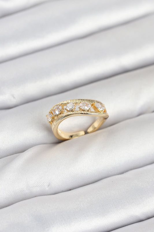 BYK3872 - Pirinç Gold Renk Zirkon Taşlı Kadın Yüzük