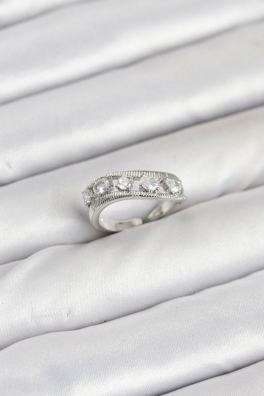 BYK3873 - Pirinç Gümüş Renk Zirkon Taşlı Kadın Yüzük