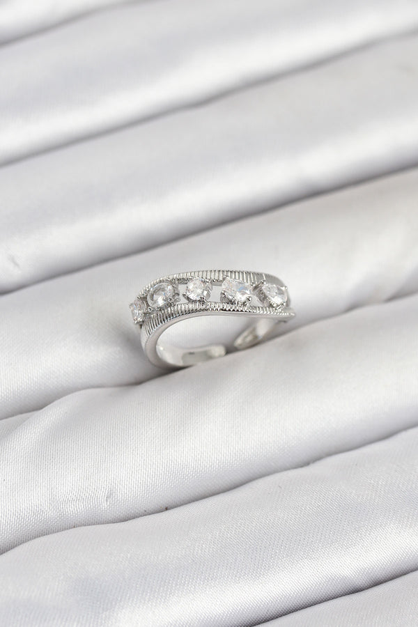 BYK3873 - Pirinç Gümüş Renk Zirkon Taşlı Kadın Yüzük