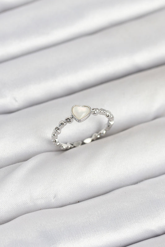 BYK3875 - Pirinç Gümüş Renk Kalpli Model Kadın Yüzük