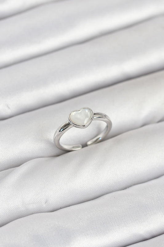 BYK3881 - Pirinç Gümüş Renk Kalpli Kadın Yüzük