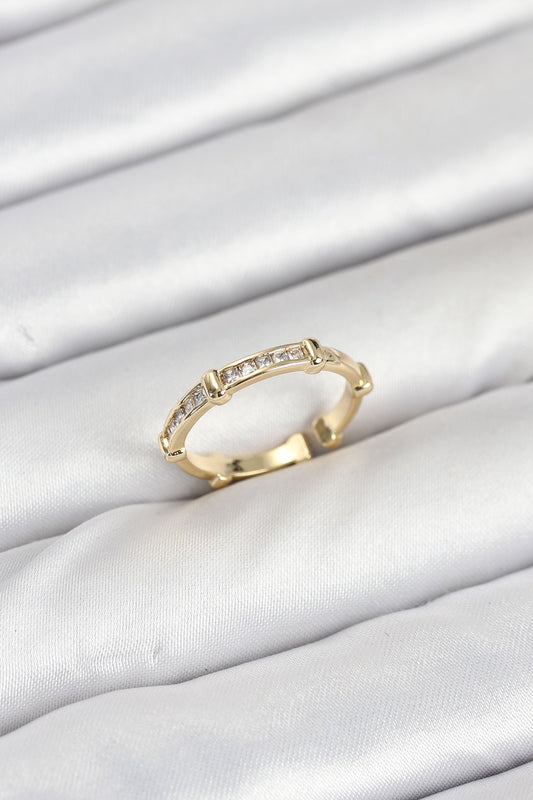 BYK3888 - Pirinç Gold Renk Kemik Model Zirkon Taşlı Kadın Yüzük