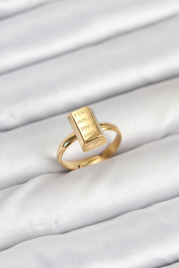 BYK3900 - Pirinç Gold Renk Külçe Altın Model Kadın Yüzük