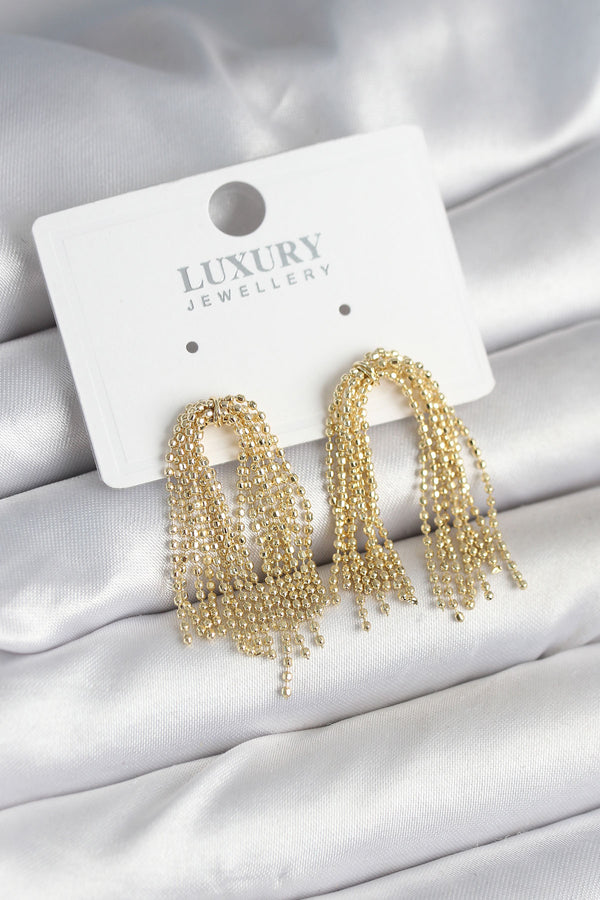 BKP11241 - Pirinç Gold Renk Sallantılı Kadın Küpe