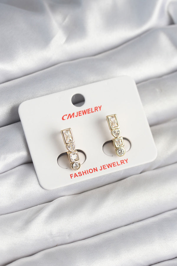 BKP11247 - Pirinç Gold Renk Zirkon Taşlı Vintage Kadın Küpe