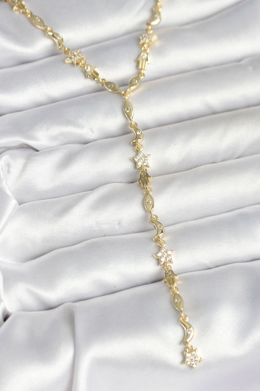 BKO10599 - Pirinç Gold Renk Kadın Manifest Kolye