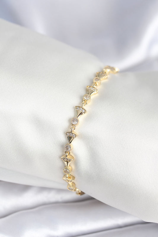 Pirinç Gold Renk Yelpaze Model Kadın Bileklik - BB7964