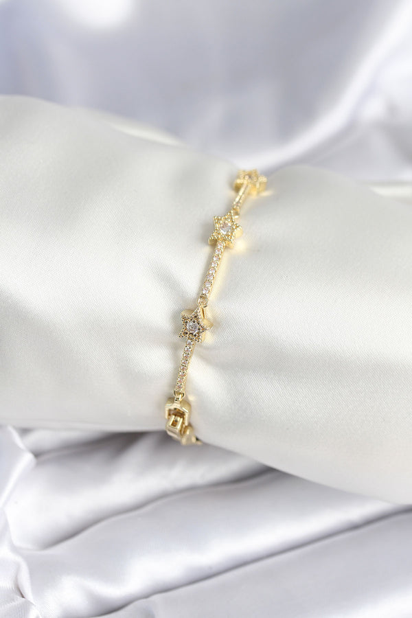 BB7984 - Pirinç Gold Renk Halley Yıldız Model Kadın Bileklik