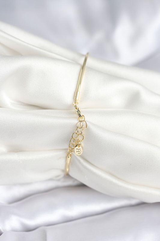 BB8001 - Pembe Zirkon Taşlı Kalp Model Gold Renk Kadın Bileklik