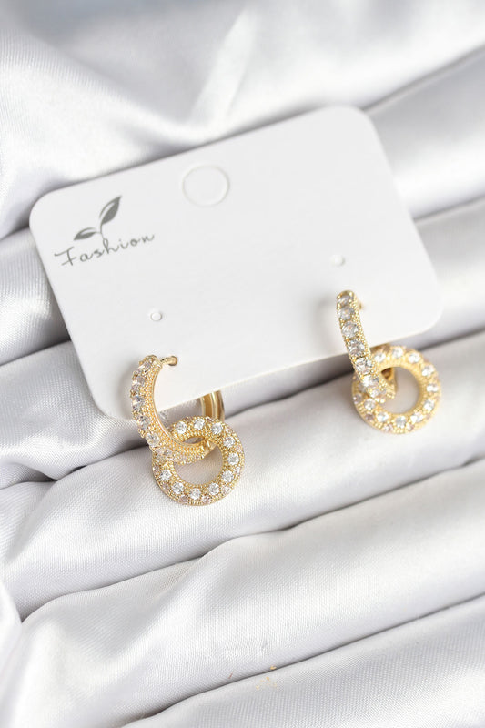 BKP11280 - Gold Renk Pirinç Zirkon Taşlı Halka Model Kadın Küpe
