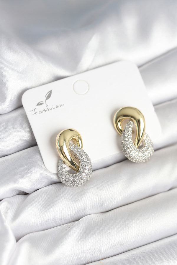 BKP11287 - Sarmal Model Gold Gümüş Renk Pirinç Kadın Küpe