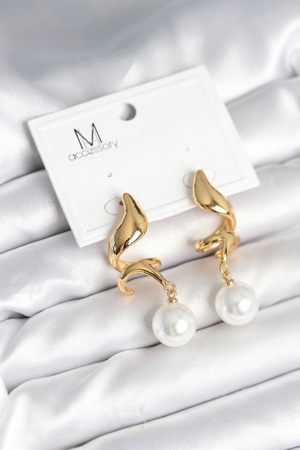 BKP11291 - inci Detaylı Sarmal Model Gold Renk Pirinç Kadın Küpe