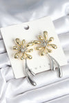 BKP11298 - Çiçek Model Gold Gümüş Renk Kadın Küpe
