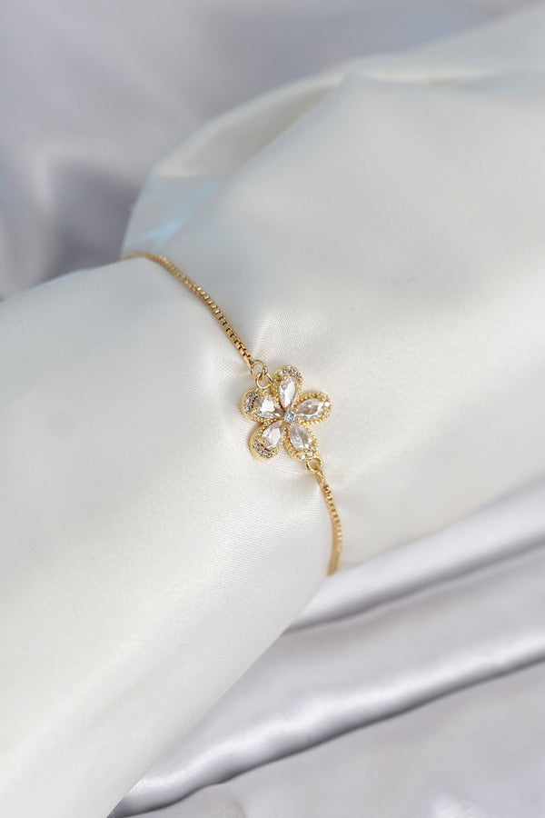 BB8011 - Çiçek Model Asansörlü Gold Renk Kadın Bileklik
